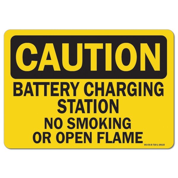 Signmission OSHA Sign, 5" H, 7" W, 5" H, 7" W, Lndscp, Battery Charging Station No Smoking Or Open Flames OS-CS-D-57-L-19115